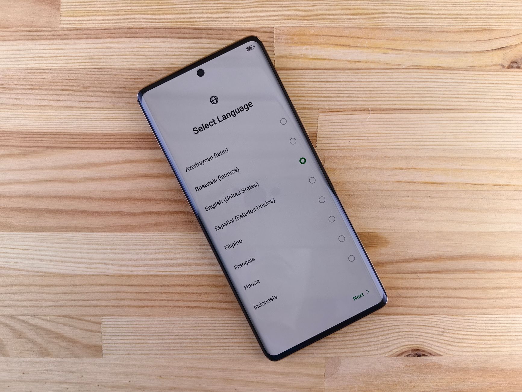 smartphone settings menu